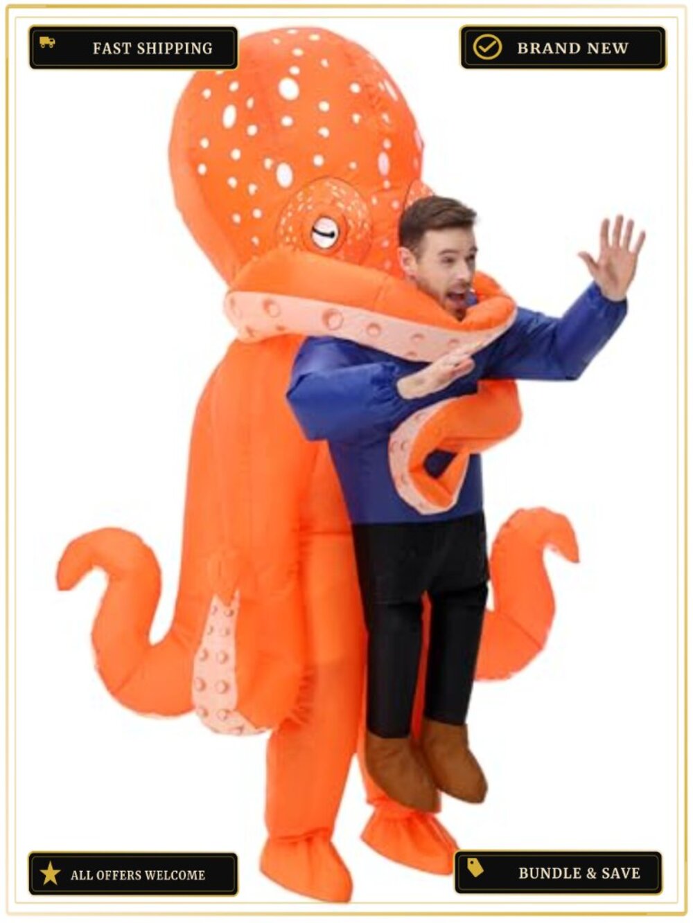 Inflatable Octopus Costume Adult Halloween Blow Up Cosplay Party
